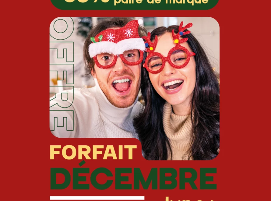 Lunéo Opticiens – Forfait Décembre : -50 % sur la deuxième paire de marque